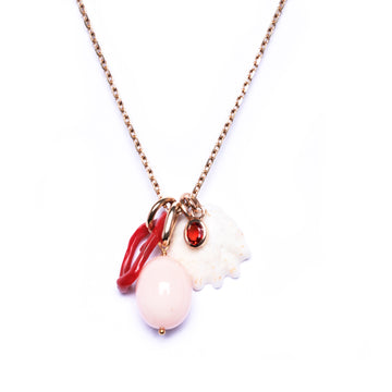 Opal, Sapphire, and Shell Charm Chain Necklace