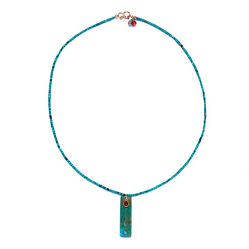 Turquoise, Chrysocolla and Sapphire Necklace