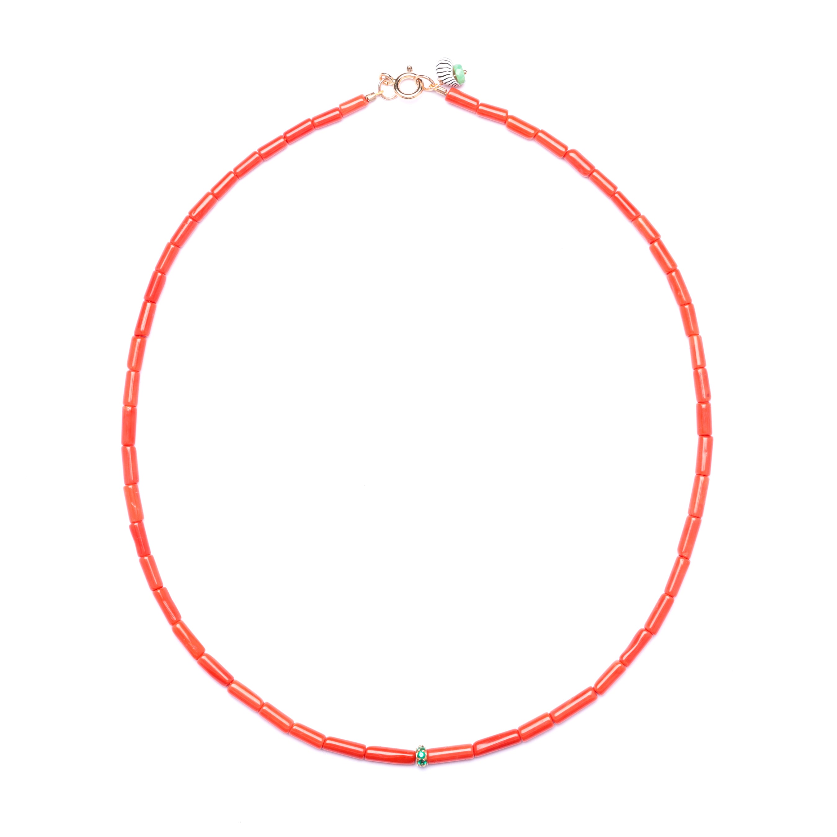 Emerald and coral necklace YENDEN