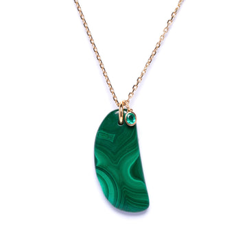 Malachite and emerald chain necklace