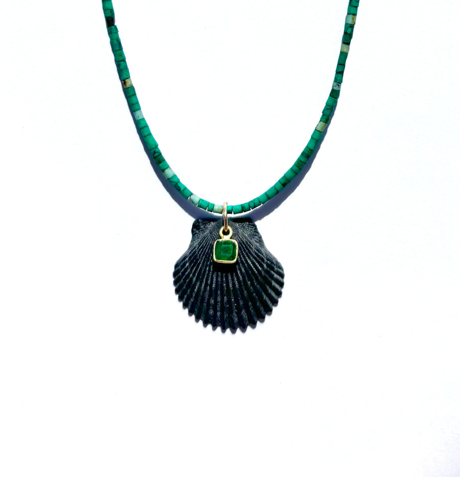 turquoise emerald shell necklace