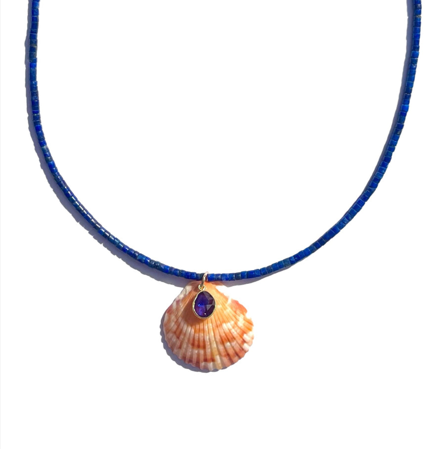 lapis shell and sapphire necklace