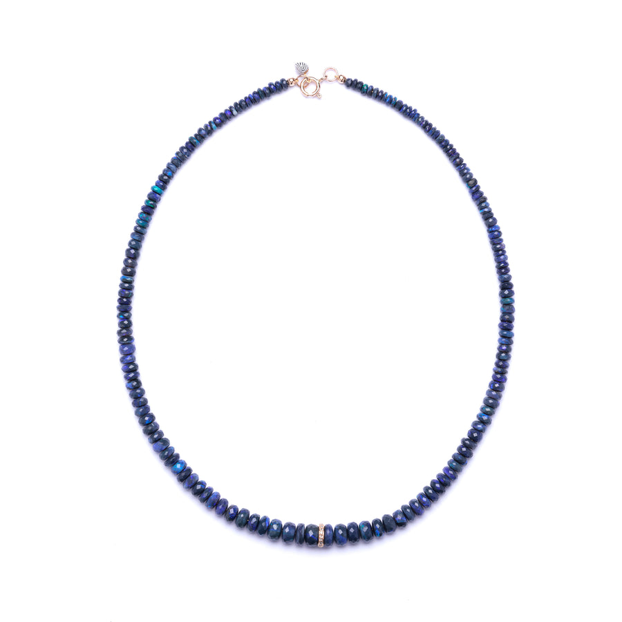 Diamond and Blue Australian Opal Necklace