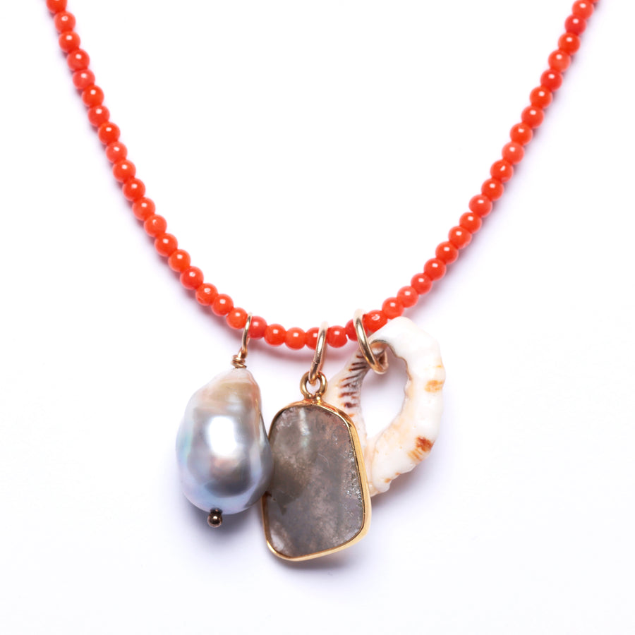 Diamond Slice, Tahiti Pearl, and Shell Necklace