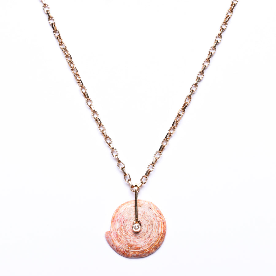 Diamond and Vintage Shell Link Necklace