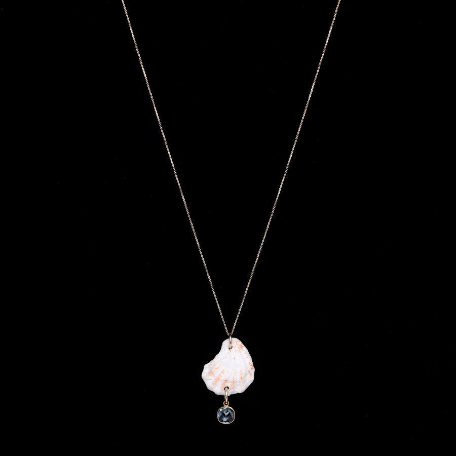 AquaMarine and Shell Gold Necklace