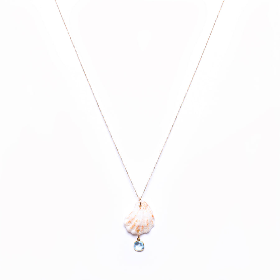 AquaMarine and Shell Gold Necklace