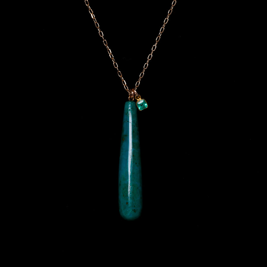 Chrysocolla and Emerald Chain Necklace