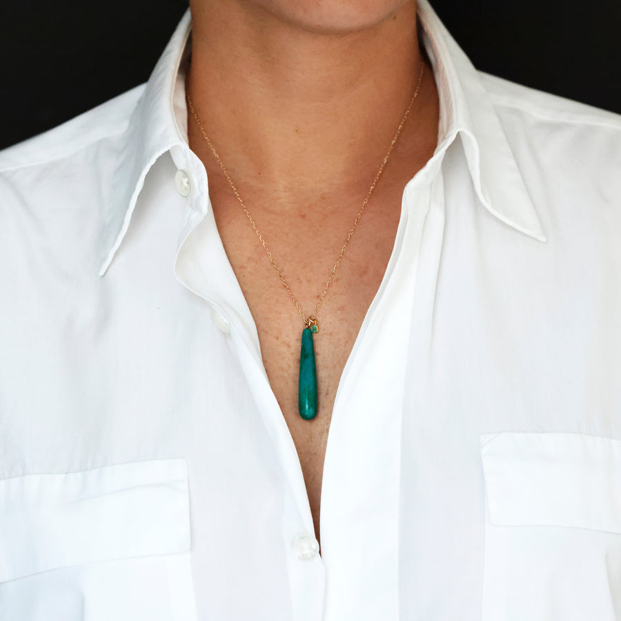 Chrysocolla and Emerald Chain Necklace