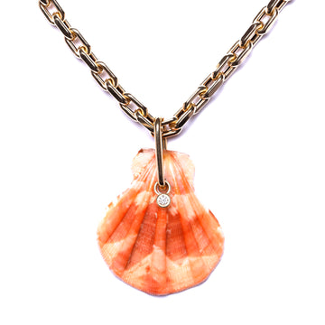 gold link diamond and shell necklace