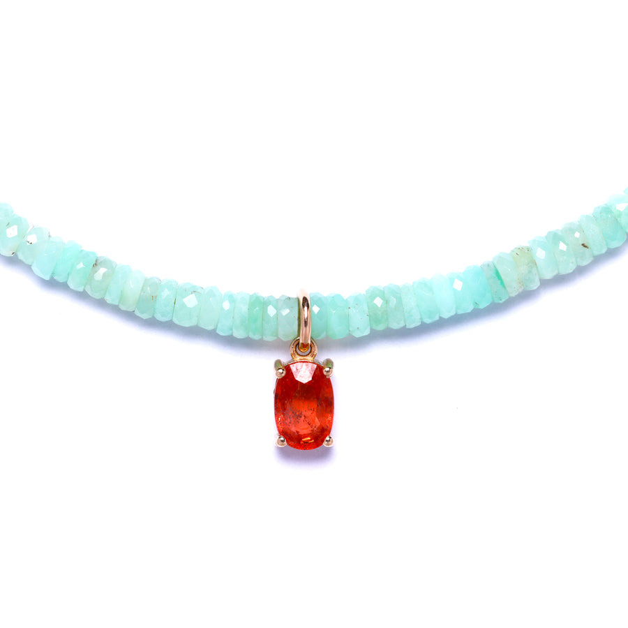 Chrysoprase and Orange sapphire necklace