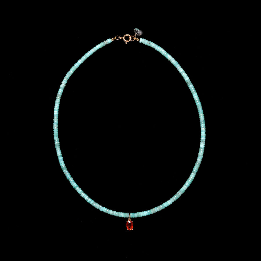 Chrysoprase and Orange sapphire necklace