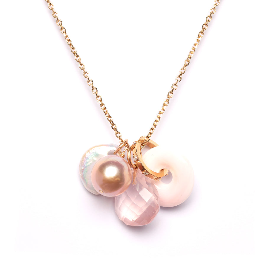Pink and Pearls Gold Necklace
