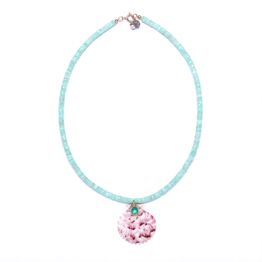 Chrysoprase and Shell Necklace