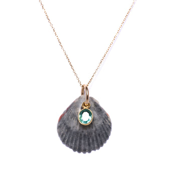 shell and emerald gold necklace