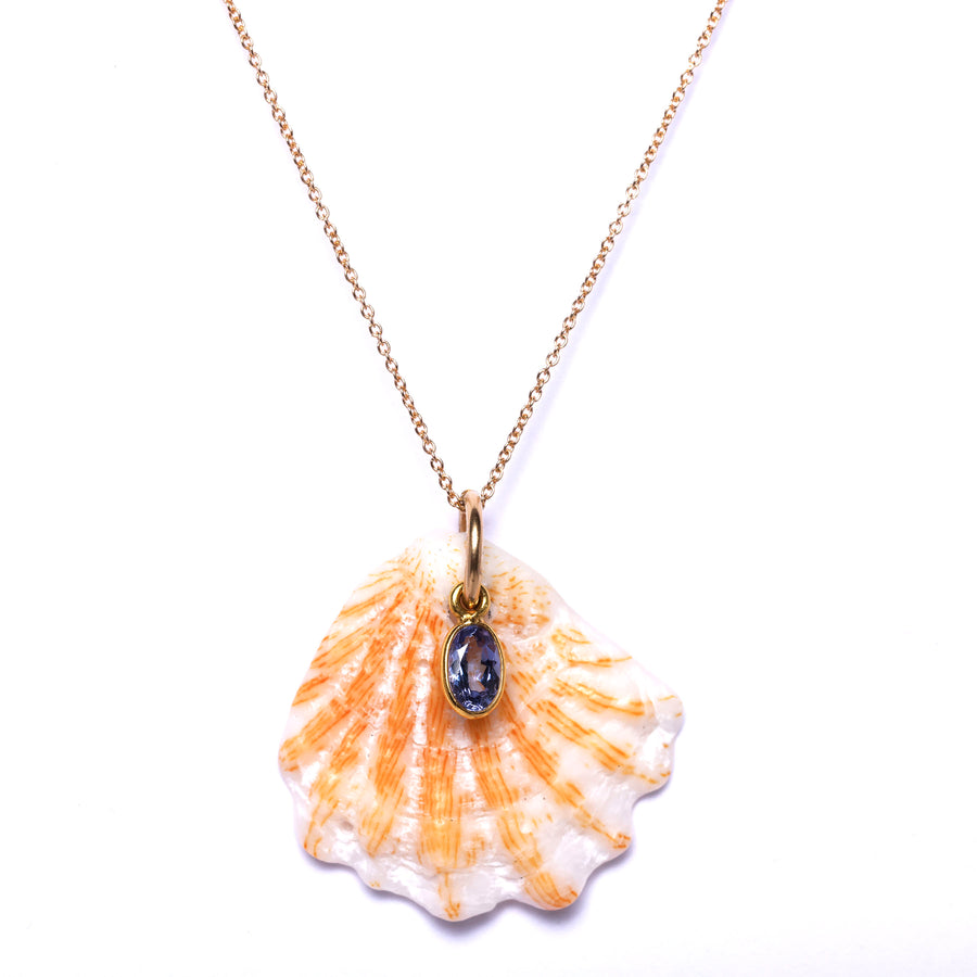 shell tanzanite gold necklace