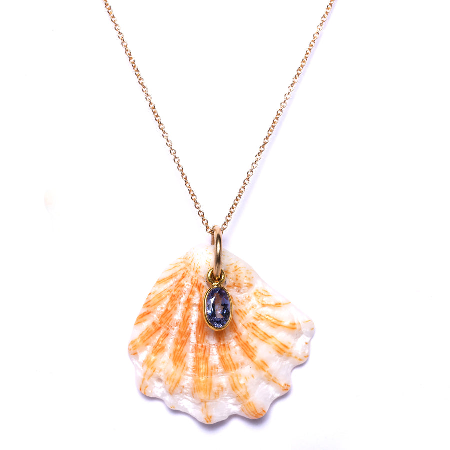 shell tanzanite gold necklace