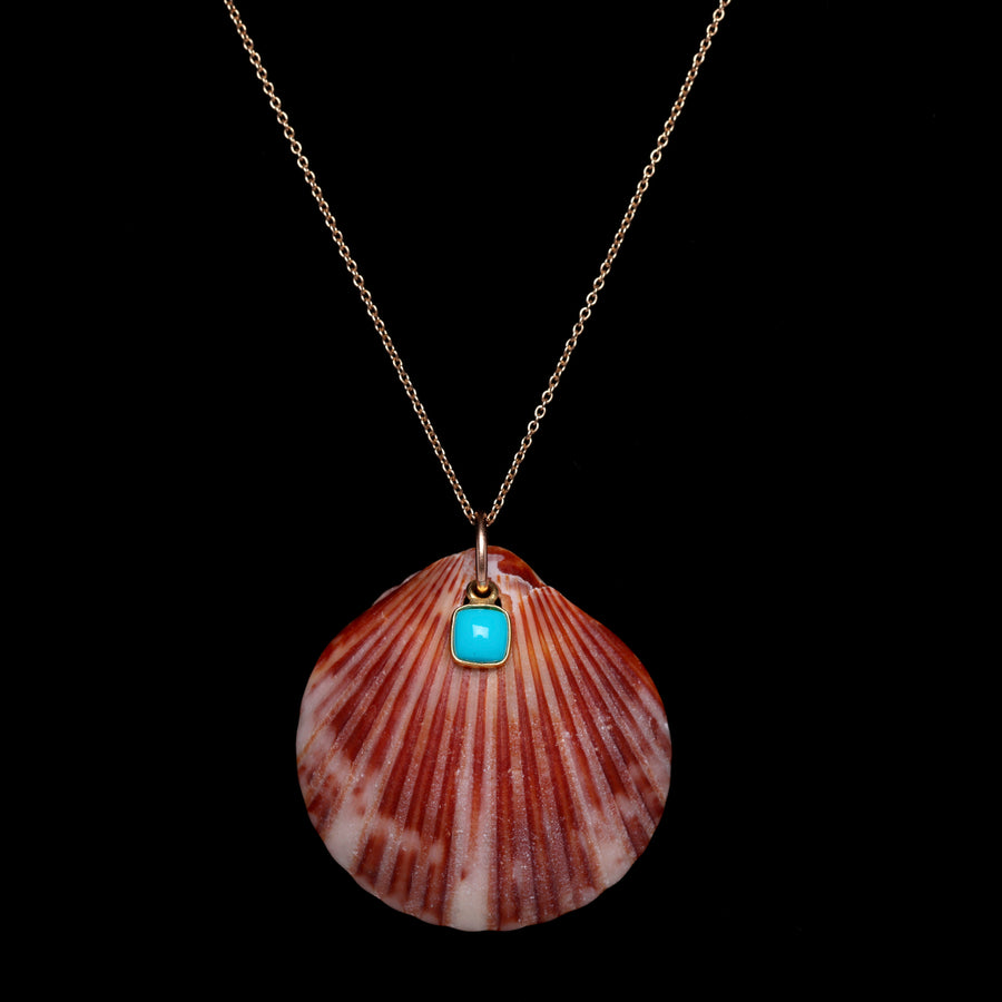 Shell and turquoise gold necklace