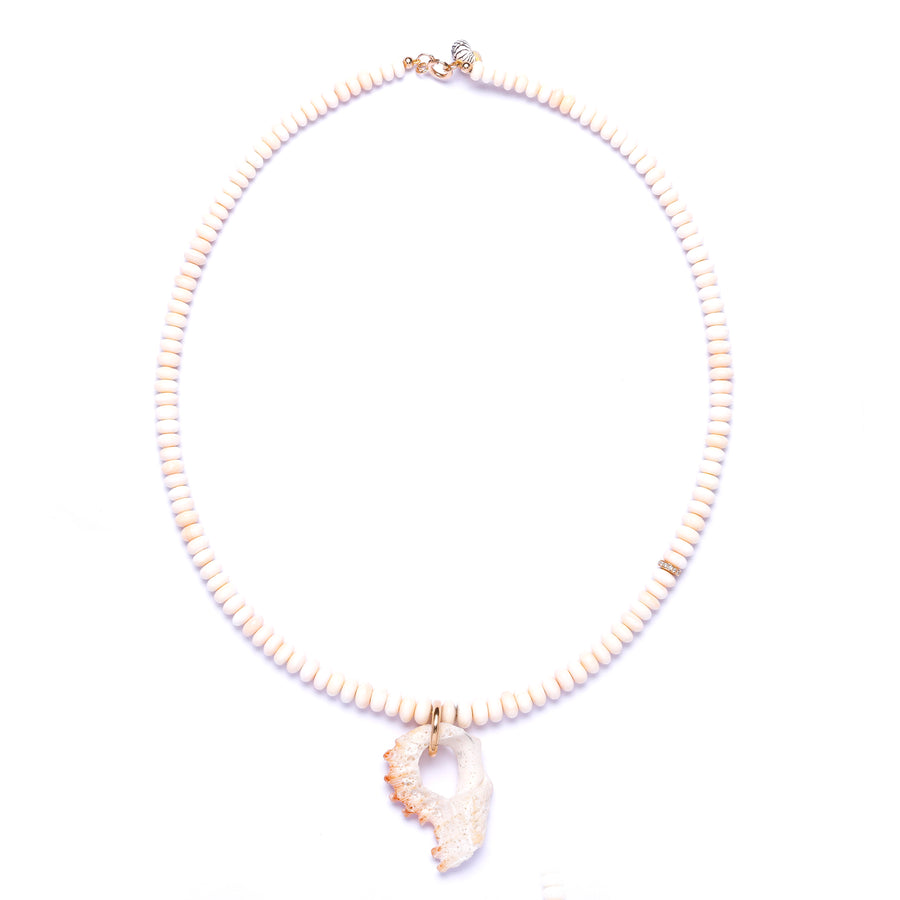 Conch shell and diamond necklace