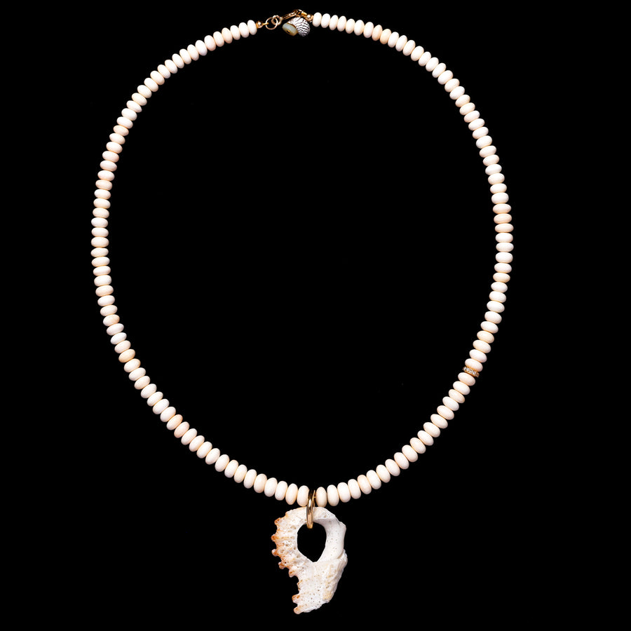 Conch shell and diamond necklace