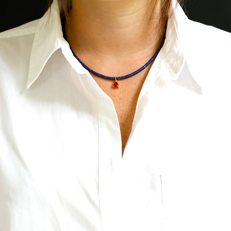 Lapis Lazuli and Orange Sapphire Necklace