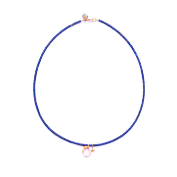 Lapis shell and diamond necklace