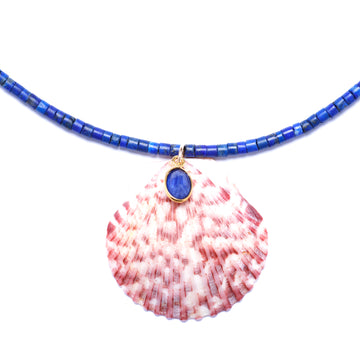 Lapis Sapphire and Shell Necklace