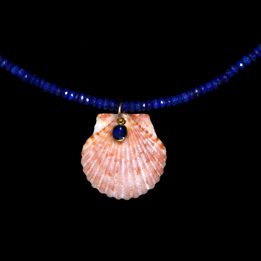 Faceted Lapis Lazuli Shell and Sapphire Necklace