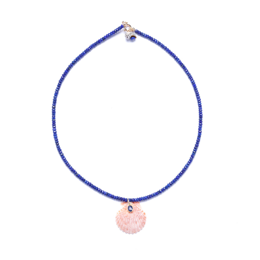 Faceted Lapis Lazuli Shell and Sapphire Necklace