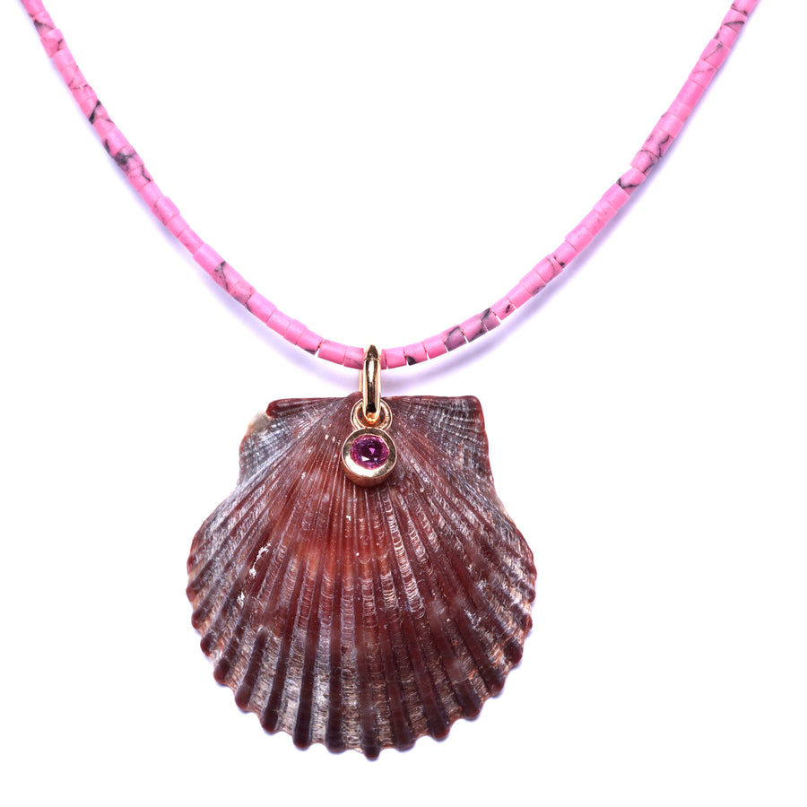 Pink Sapphire and Shell Necklace