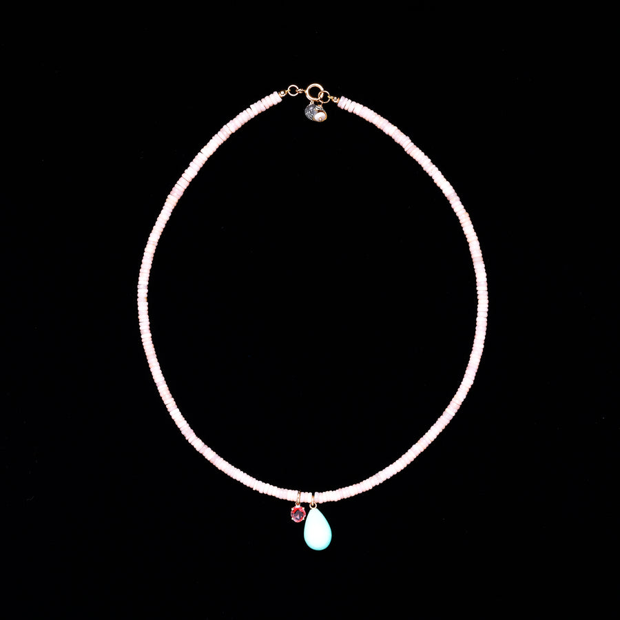 Pink Opal, Sapphire and Chrysoprase Necklace