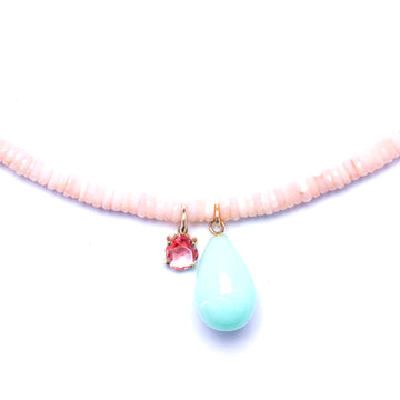 Pink Opal, Sapphire and Chrysoprase Necklace