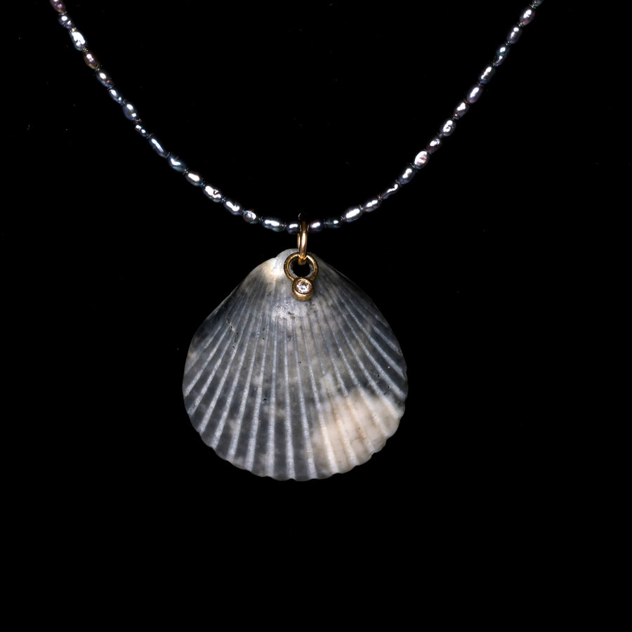 pearl diamond and shell necklace