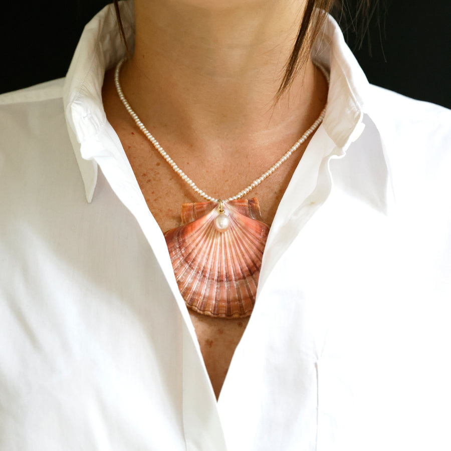 Pearl and Scallop Shell Necklace