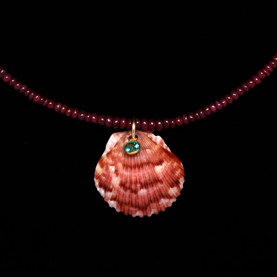 ruby shell necklace