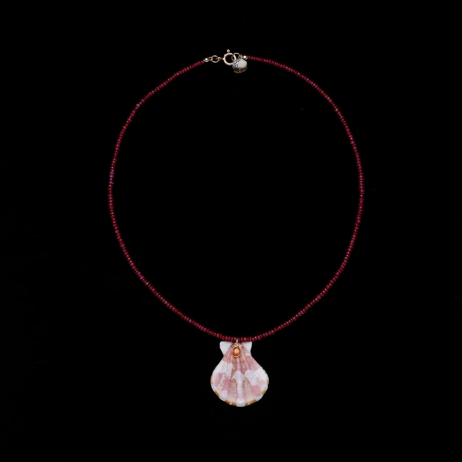 Ruby and Sapphire Shell Necklace