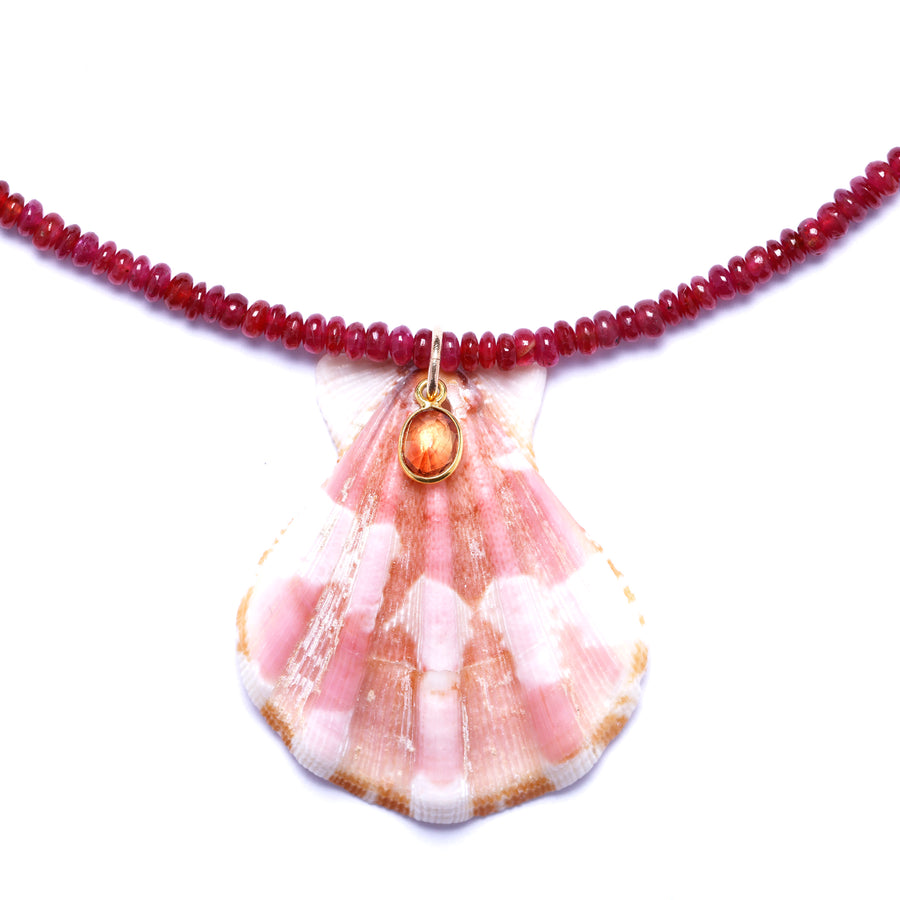 Ruby and Sapphire Shell Necklace