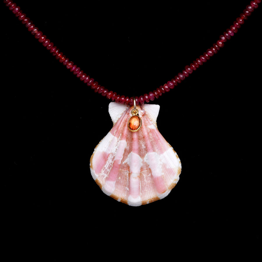 Ruby and Sapphire Shell Necklace