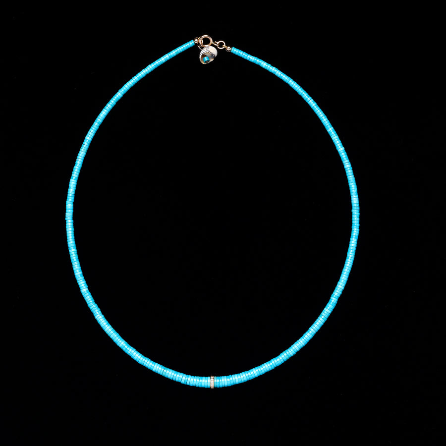 Rare Sleeping Beauty Turquoise and Diamond Necklace