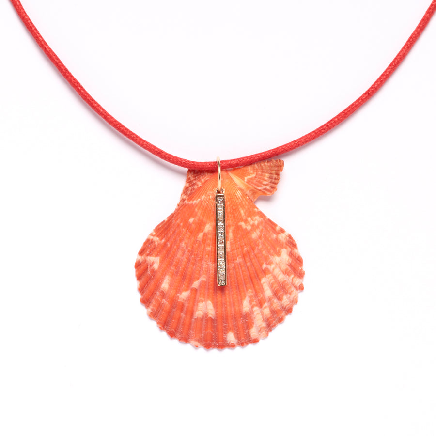 Diamond and Shell Cord Necklace