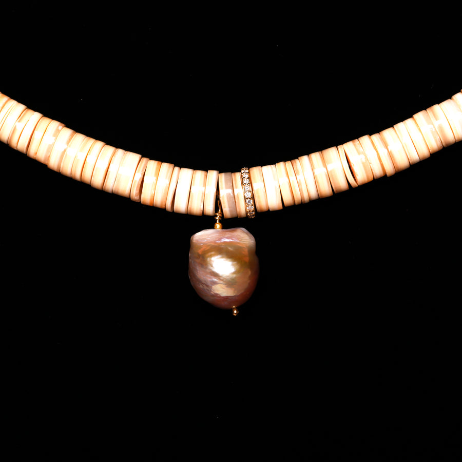 shell diamond and pearl necklace