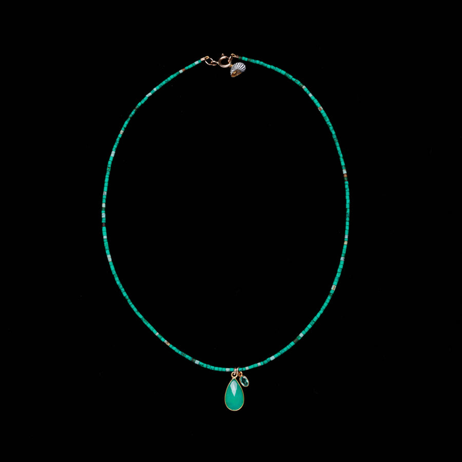 Chrysoprase, Emerald and Turquoise Necklace