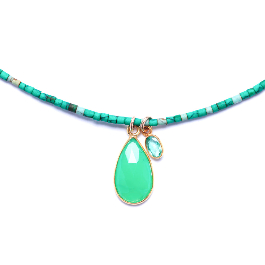 Chrysoprase, Emerald and Turquoise Necklace