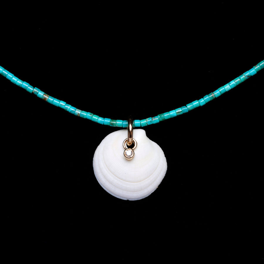 Turquoise Shell and Diamond Necklace