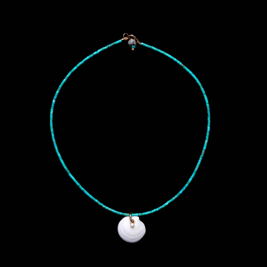 Turquoise Shell and Diamond Necklace
