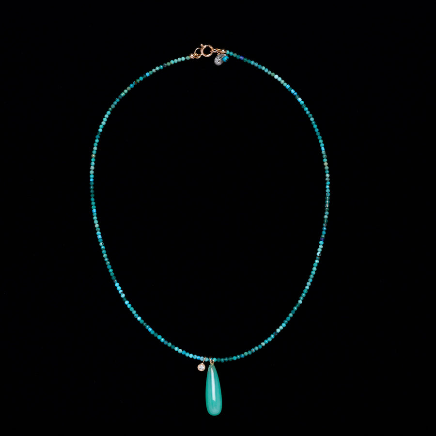 turquoise chrysocolla chrysoprase and diamond necklace