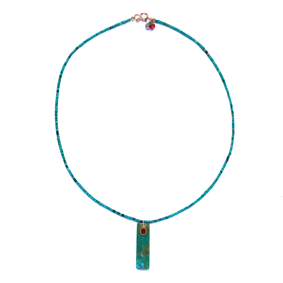 Turquoise, Chrysocolla and Sapphire Necklace