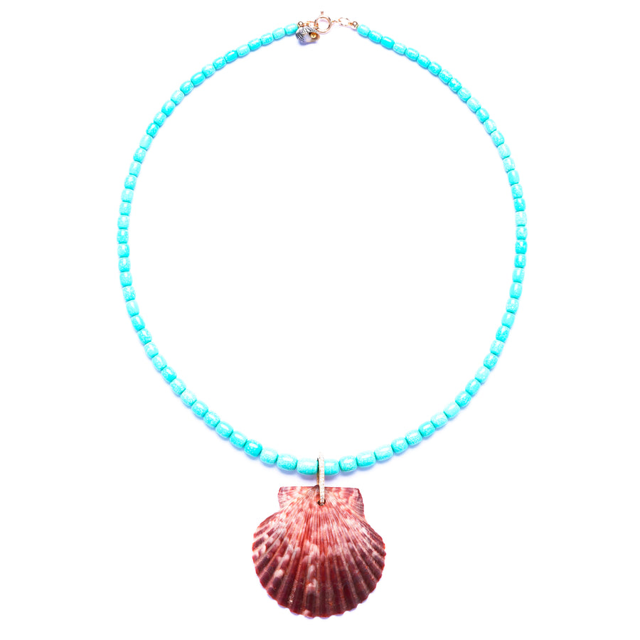 Turquoise Diamond and Shell Necklace
