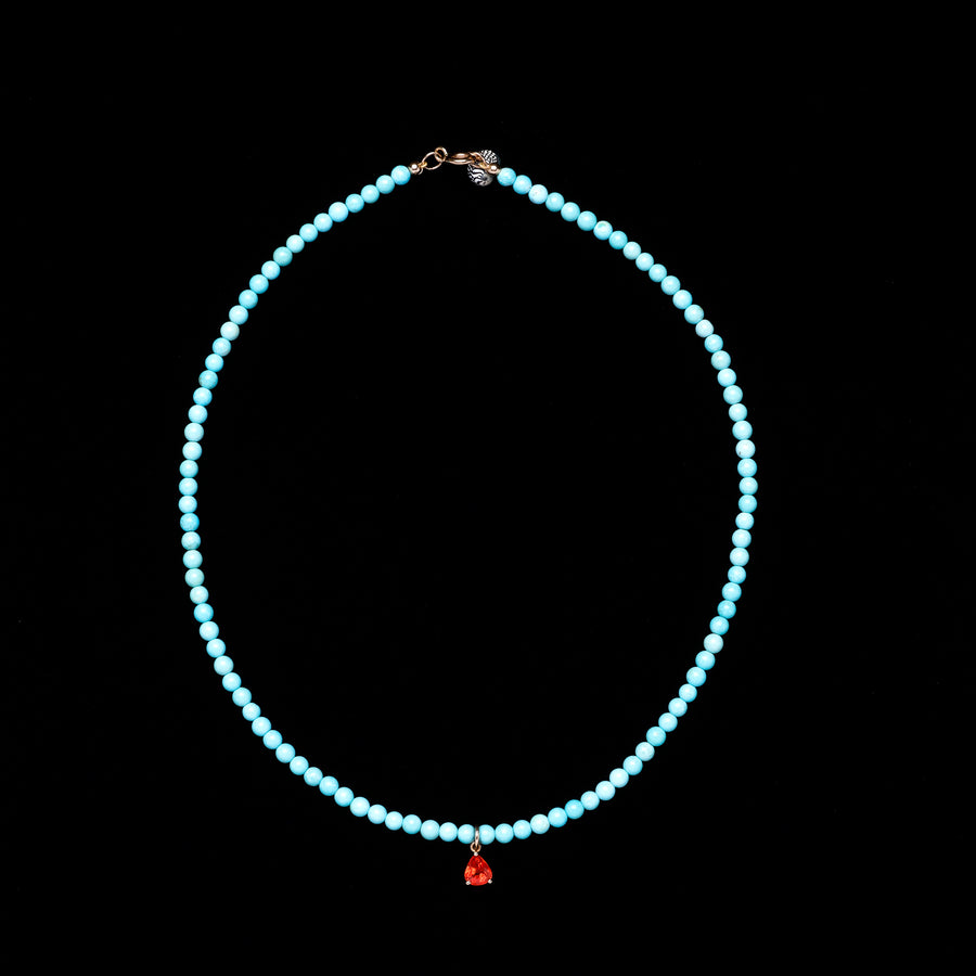 Turquoise and Orange Sapphire Necklace