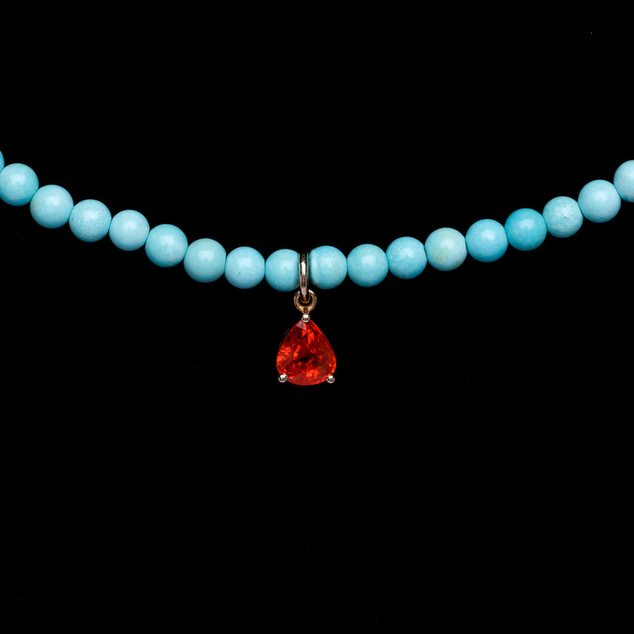 Turquoise and Orange Sapphire Necklace